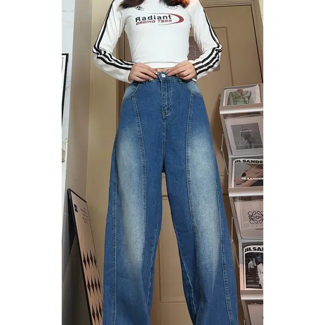 佐菲利 美式复古高街宽松裤子潮牌直筒工装长裤牛仔裤 男女同款