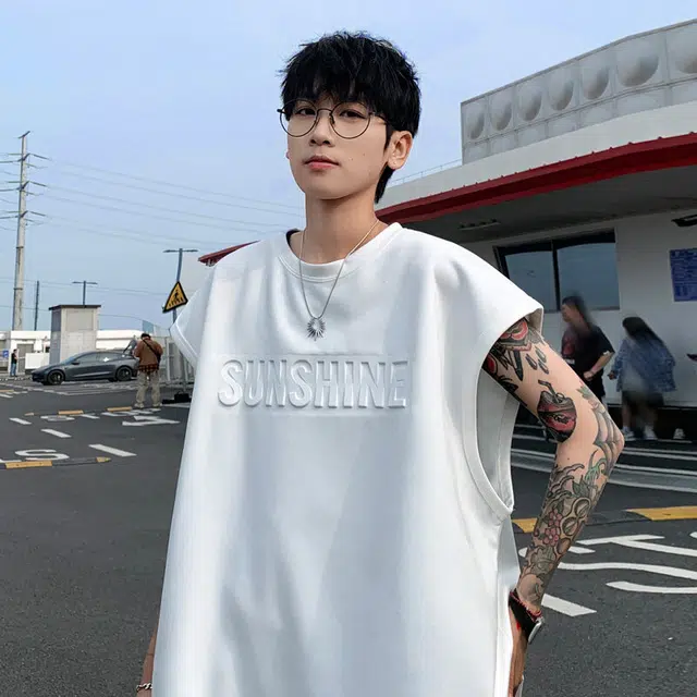 佐菲利 字母美式高街宽松圆领休闲运动坎肩无袖背心 男款