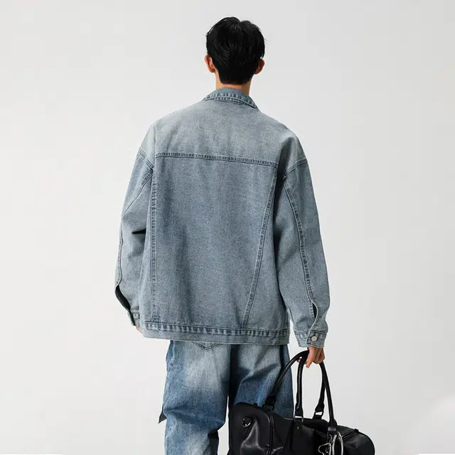 佐菲利 美式复古水洗牛仔外套潮流刺绣痞帅宽松工装上衣夹克 男女同款