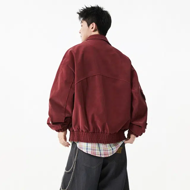 佐菲利 美式冰裂纹皮面工装美拉德宽松休闲外套潮流痞帅上衣夹克 男女同款