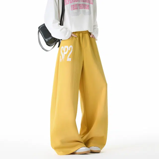 佐菲利 美式重磅字母印花垂感卫裤潮牌宽松运动街舞阔腿裤休闲裤 男女同款