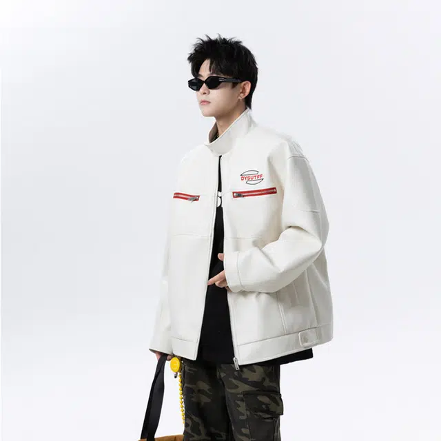 佐菲利 美式复古机车服皮衣外套飞行员立领休闲棒球服夹克 男女同款