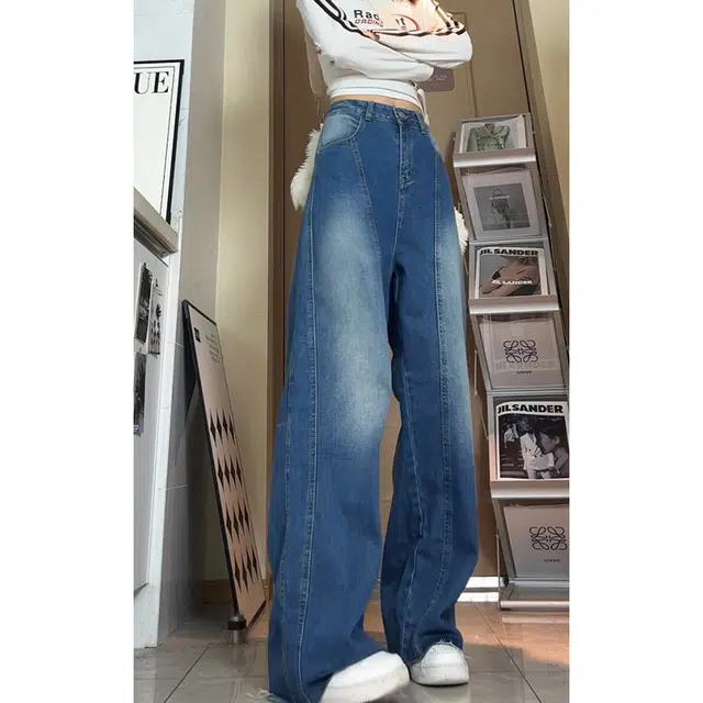 佐菲利 美式复古高街宽松裤子潮牌直筒工装长裤牛仔裤 男女同款