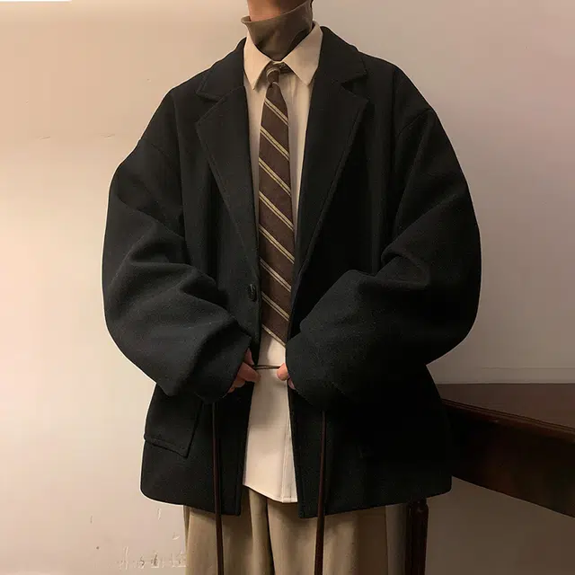 佐菲利 单排扣休闲舒适百搭纯色长袖大衣 男女同款