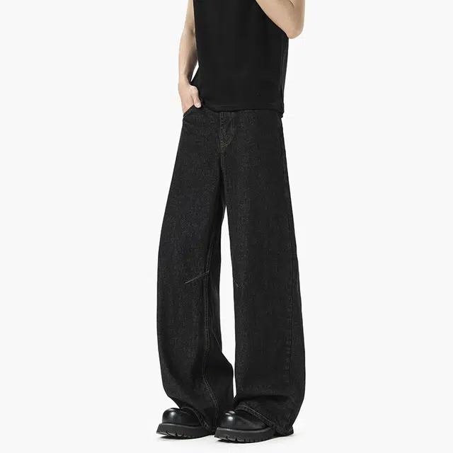 佐菲利 美式高街时尚舒适水洗弯刀潮牌百搭牛仔裤 男女同款