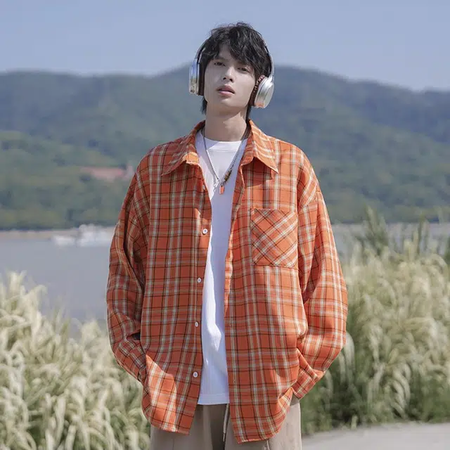 佐菲利 多巴胺美式格子衬衣中长款防晒宽松休闲情侣款薄外套衬衫 男女同款