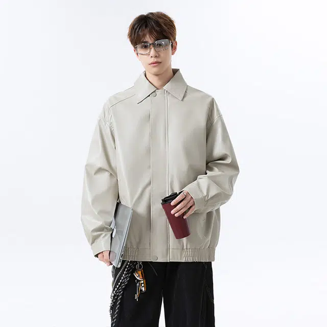 佐菲利 潮流美式复古宽松百搭飞行皮衣 男女同款