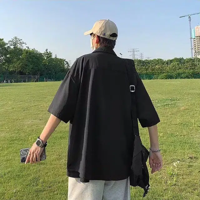 佐菲利 多巴胺设计感小众别致学院风宽松防晒衬衣短袖衬衫 男女同款