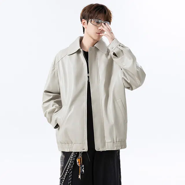 佐菲利 潮流美式复古宽松百搭飞行皮衣 男女同款