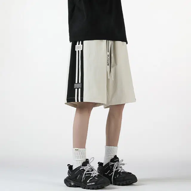 佐菲利 美式潮牌条纹拼接运动五分卫裤夏季凉感透气撞色沙滩休闲短裤 男女同款