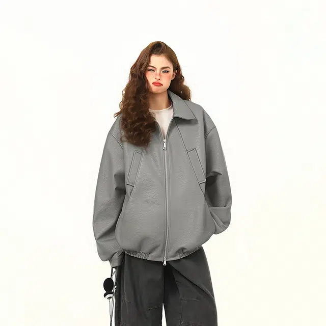 佐菲利 美式休闲高街机车皮衣外套高级感炸街痞帅翻领上衣夹克 男女同款