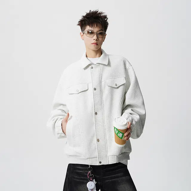 佐菲利 美式翻领棒球服重磅高街设计感工装潮牌休闲外套夹克 男女同款