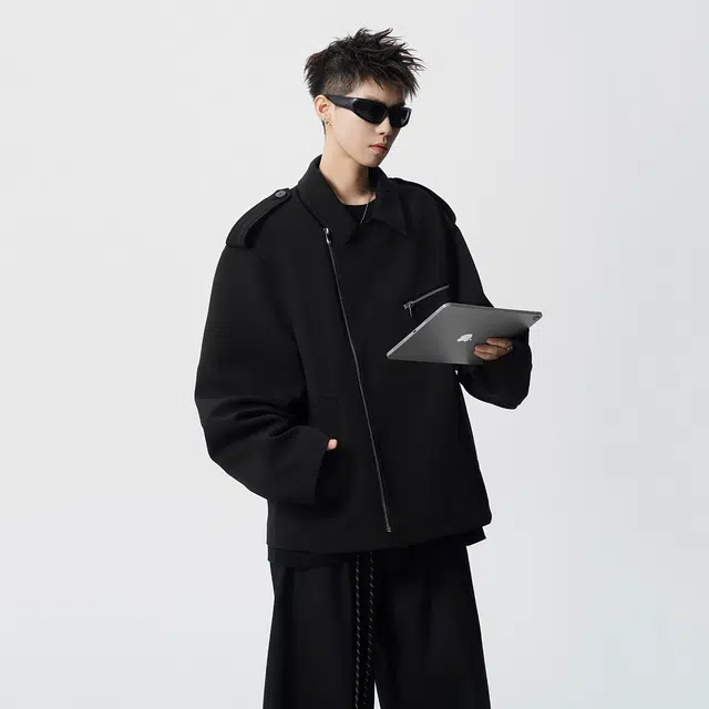 佐菲利 美式高街翻领夹克外套潮牌宽松设计感痞帅百搭风衣 男女同款
