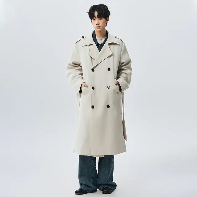 佐菲利 美式复古双排扣毛呢高级感痞帅宽松长款外套大衣 男女同款
