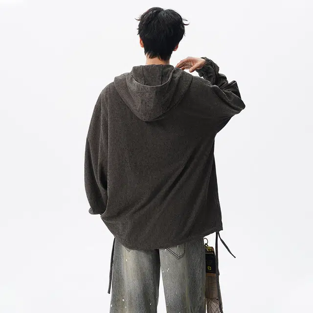 佐菲利 美式半拉链设计感连帽潮牌宽松休闲情侣装外套上衣卫衣 男女同款