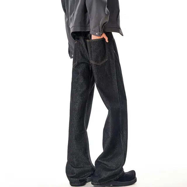 佐菲利 美式阔腿潮牌宽松高级感直筒裤高街拖地弯刀长裤牛仔裤 男女同款