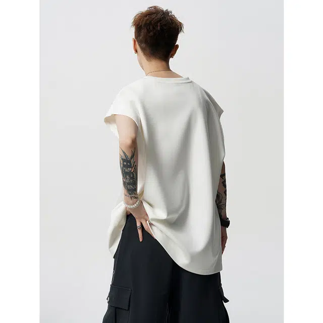 佐菲利 纯色潮流百搭字母印花设计麂皮绒坎肩圆领无袖背心 男女同款