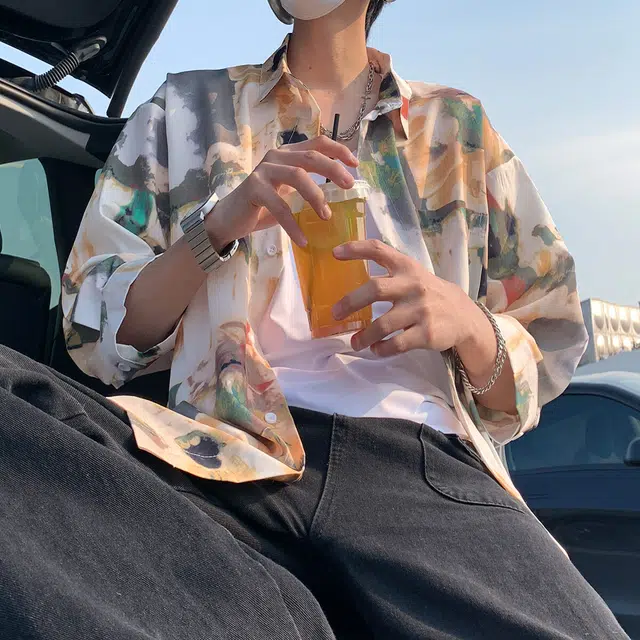 佐菲利 海边度假冰丝碎花夏威夷三亚凉感衬衣夏季薄款痞帅速干衣服短袖衬衫 男女同款