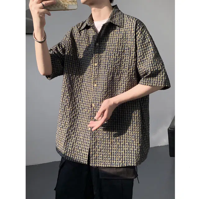 佐菲利 薄款设计翻领休闲沙滩旅游短袖衬衫 男款