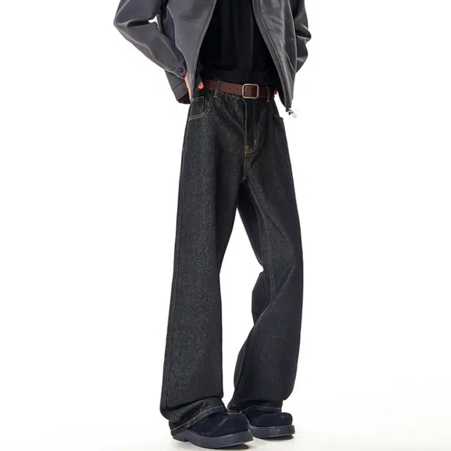 佐菲利 美式阔腿潮牌宽松高级感直筒裤高街拖地弯刀长裤牛仔裤 男女同款