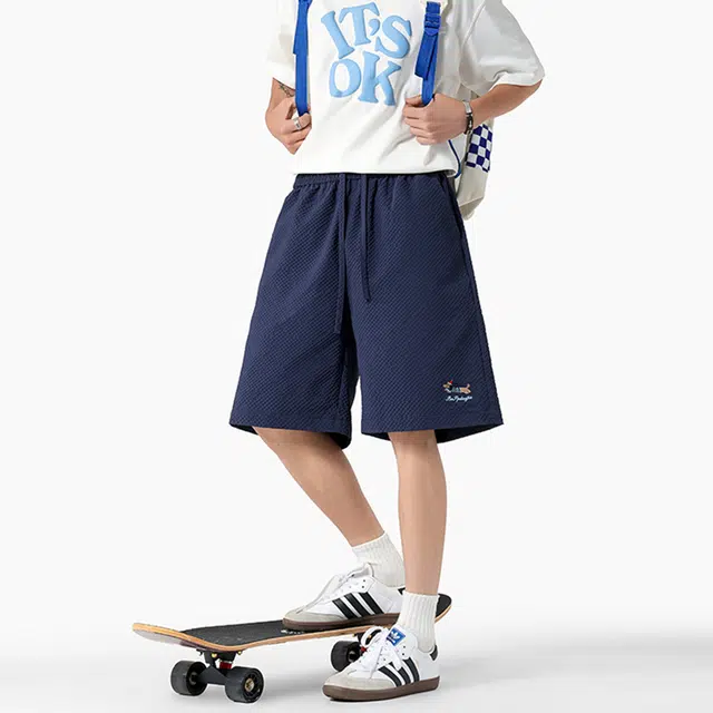 佐菲利 腊肠狗刺绣薄款速干宽松大潮流外穿五分沙滩裤休闲短裤 男款