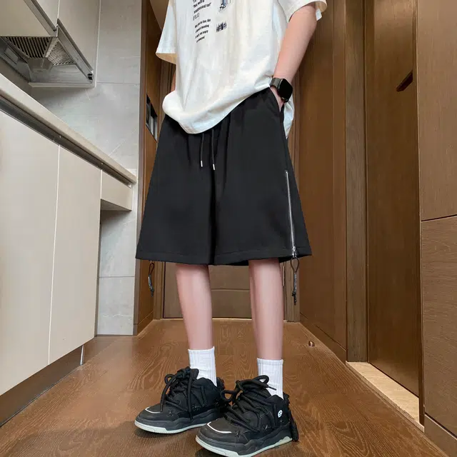 佐菲利 美式侧拉链设计感运动夏季宽松中裤潮流痞帅百搭五分裤休闲短裤 男女同款