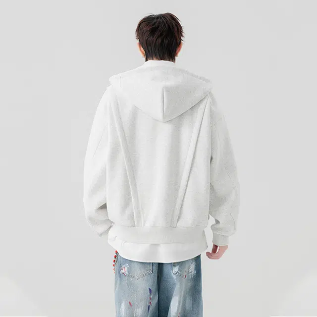 佐菲利 美式解构重磅连帽外套高级感宽松百搭休闲拉链开衫卫衣 男女同款