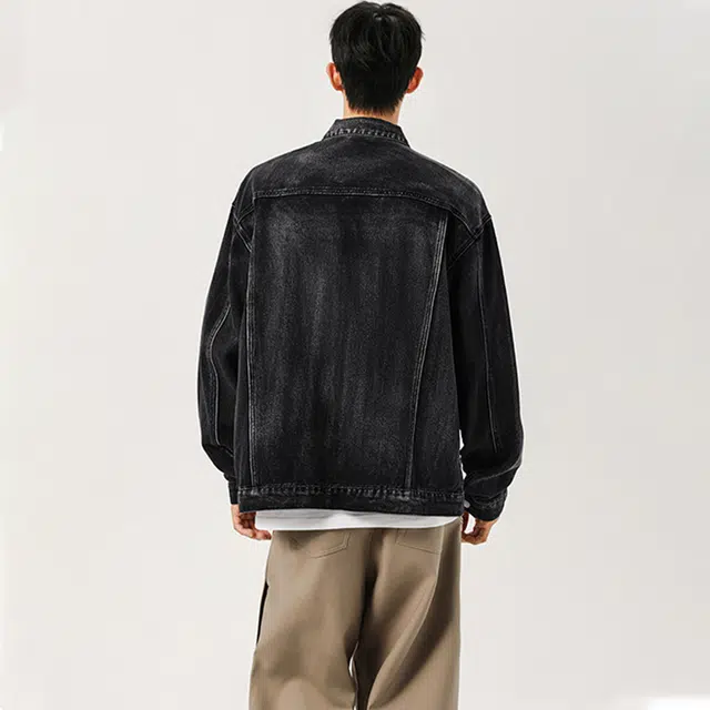 佐菲利 美式复古水洗潮牌宽松休闲翻领工装夹克上衣服牛仔外套 男女同款