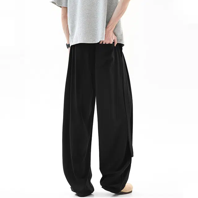 佐菲利 美式飘带设计感阔腿西裤夏季潮牌直筒西装裤高级感垂感裤子休闲裤 男款