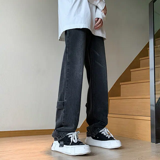 佐菲利 美式复古街头直筒休闲牛仔裤 男女同款