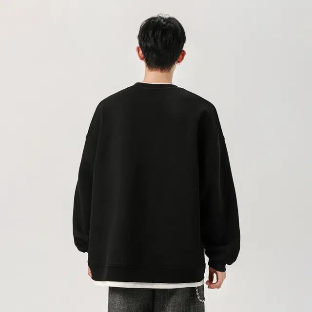 佐菲利 假两件圆领美式慵懒百搭宽松休闲长袖卫衣 男女同款