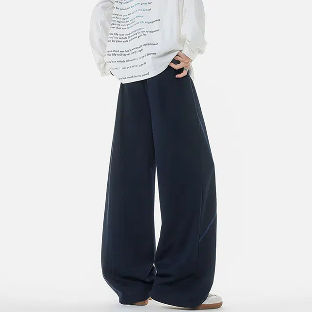 佐菲利 美式复古条纹潮牌宽松直筒阔腿高街运动长裤子休闲裤 男女同款