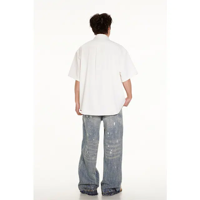 佐菲利 美式潮牌简约衬衣高级感宽松休闲短袖衬衫 男女同款