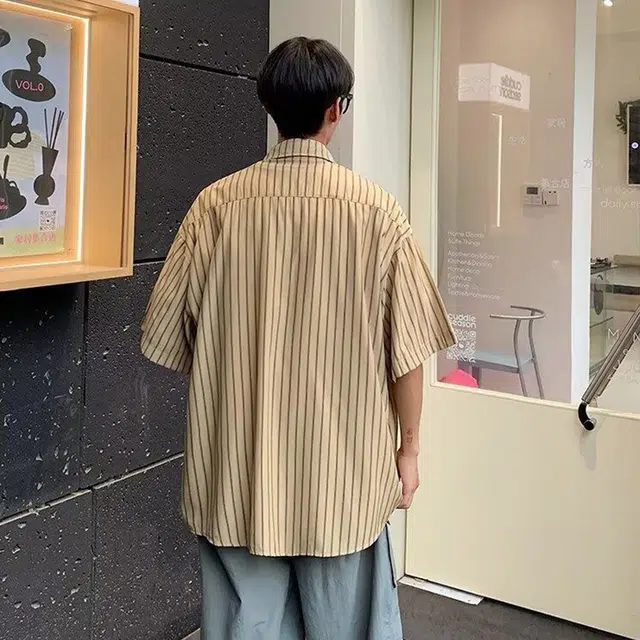 佐菲利 美式复古港风条纹翻领高级感痞帅小众设计感短袖衬衫 男女同款