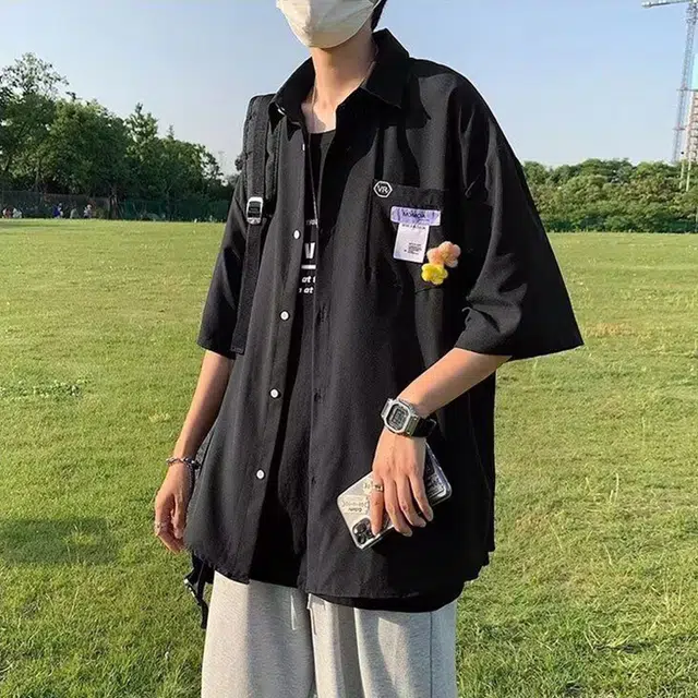 佐菲利 多巴胺设计感小众别致学院风宽松防晒衬衣短袖衬衫 男女同款