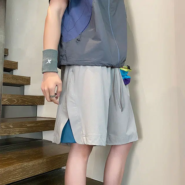 佐菲利 假两件运动篮球夏季薄款宽松直筒潮牌美式外穿五分裤休闲短裤 男女同款