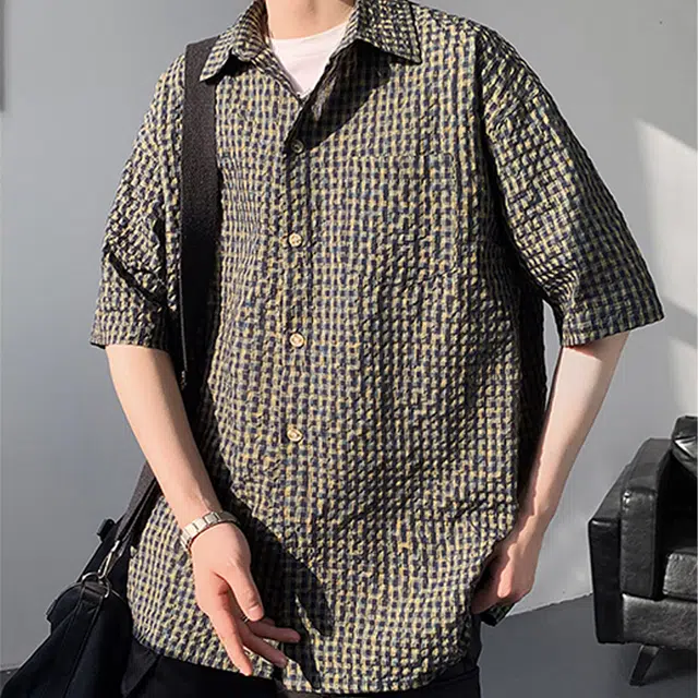 佐菲利 薄款设计翻领休闲沙滩旅游短袖衬衫 男款