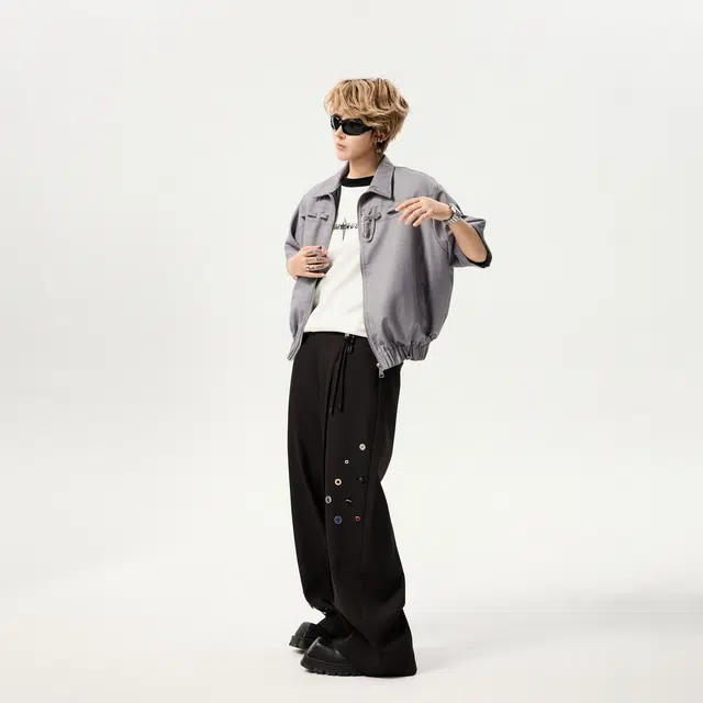 佐菲利 美式宽松百搭小众设计感短袖衬衫 男女同款 灰色