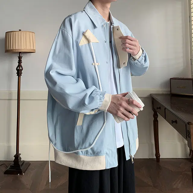 佐菲利 美式学院风翻领宽松舒适百搭拉链外套夹克 男女同款