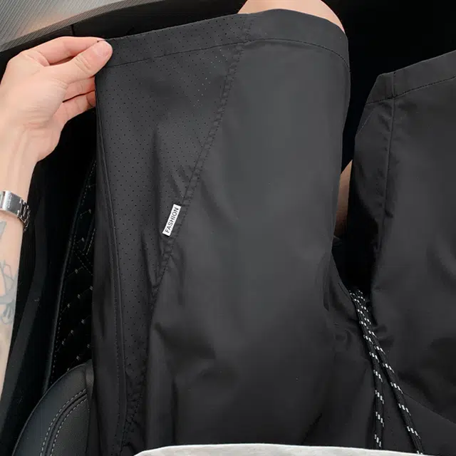 佐菲利 运动激光冲孔透气网眼宽松直筒五分裤美式高街休闲短裤 男女同款