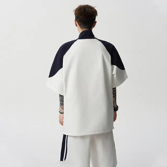 佐菲利 美式复古宽松时尚学院风两件套跑步短袖短裤休闲运动套装 男款