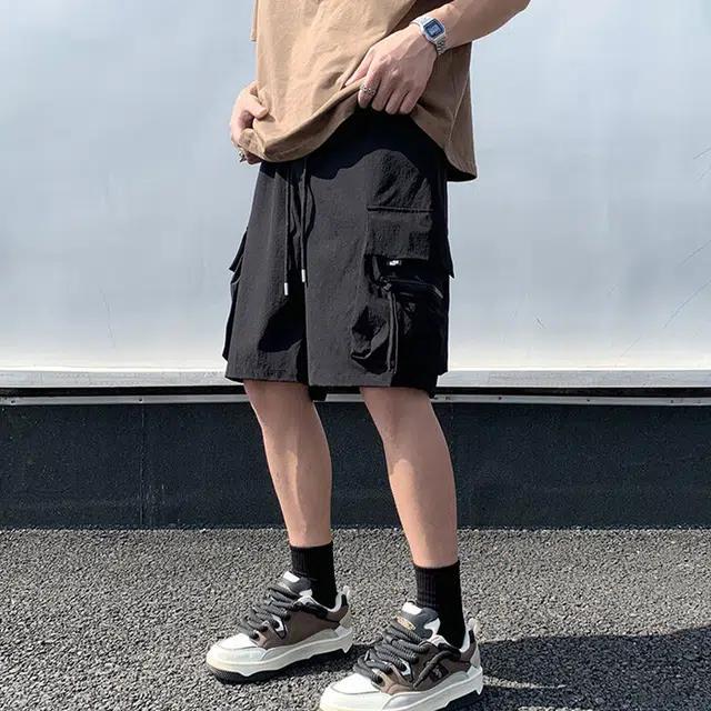 佐菲利 美式高街机能薄款宽松直筒休闲夏季五分裤工装短裤 男款