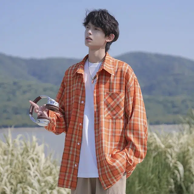 佐菲利 多巴胺美式格子衬衣中长款防晒宽松休闲情侣款薄外套衬衫 男女同款