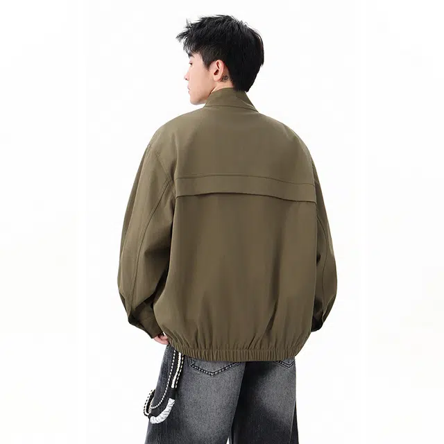 佐菲利 美式复古扎染立领皮高街痞帅设计感皮衣外套潮夹克 男女同款