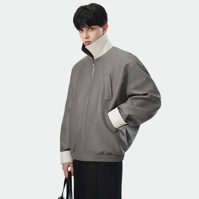 佐菲利 美式休闲高街机车皮衣外套高级感炸街痞帅翻领上衣夹克 男女同款