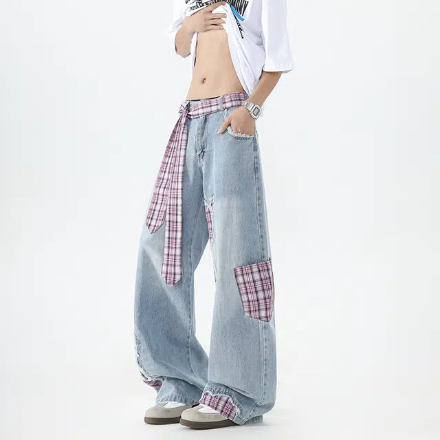 佐菲利 设计感小众破坏薄款美式高街宽松直筒高级感裤子牛仔裤 男女同款