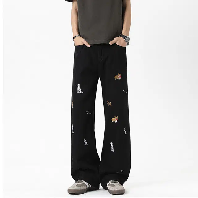 虫小绿 美式复古潮牌舒适百搭高级感长裤牛仔裤 男女同款