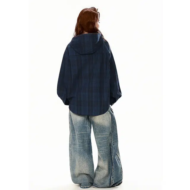 佐菲利 美式复古磨毛格子百搭休闲衬衣情侣工装外套衬衫 男女同款