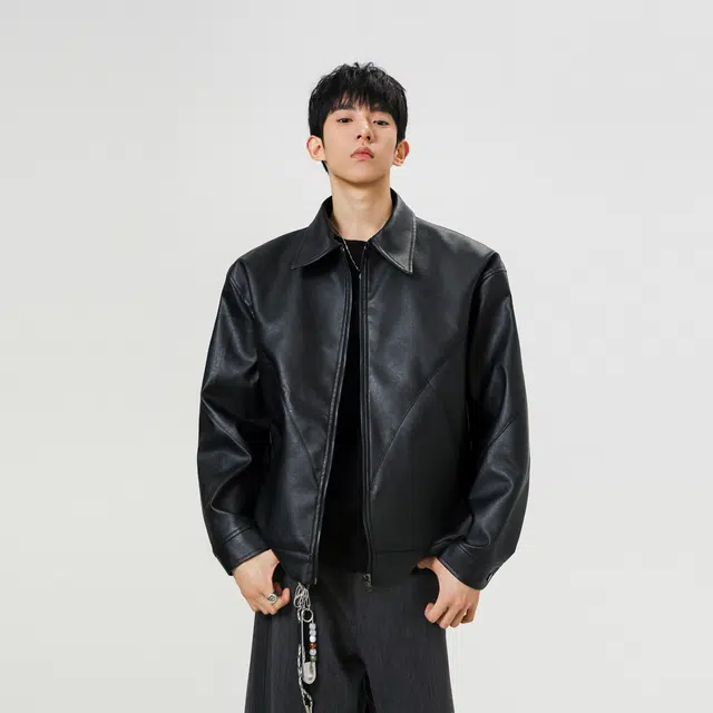 佐菲利 美式复古废土风软皮衣外套潮牌宽松痞帅硬汉机车工装夹克 男女同款