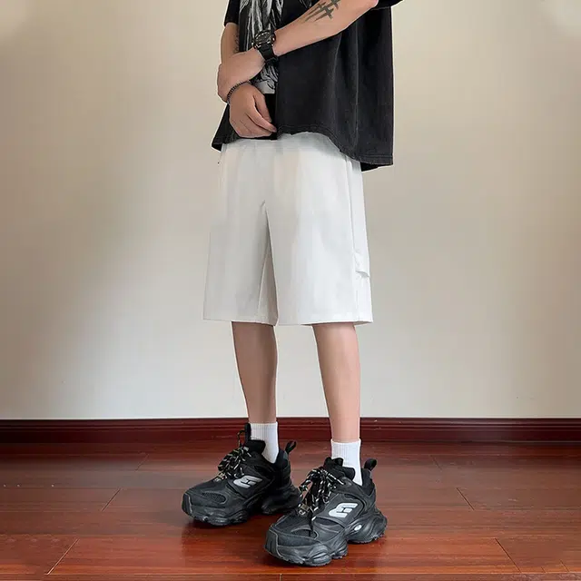 佐菲利 美式高街拉链薄款设计感痞帅五分裤宽松直筒工装裤休闲短裤 男款